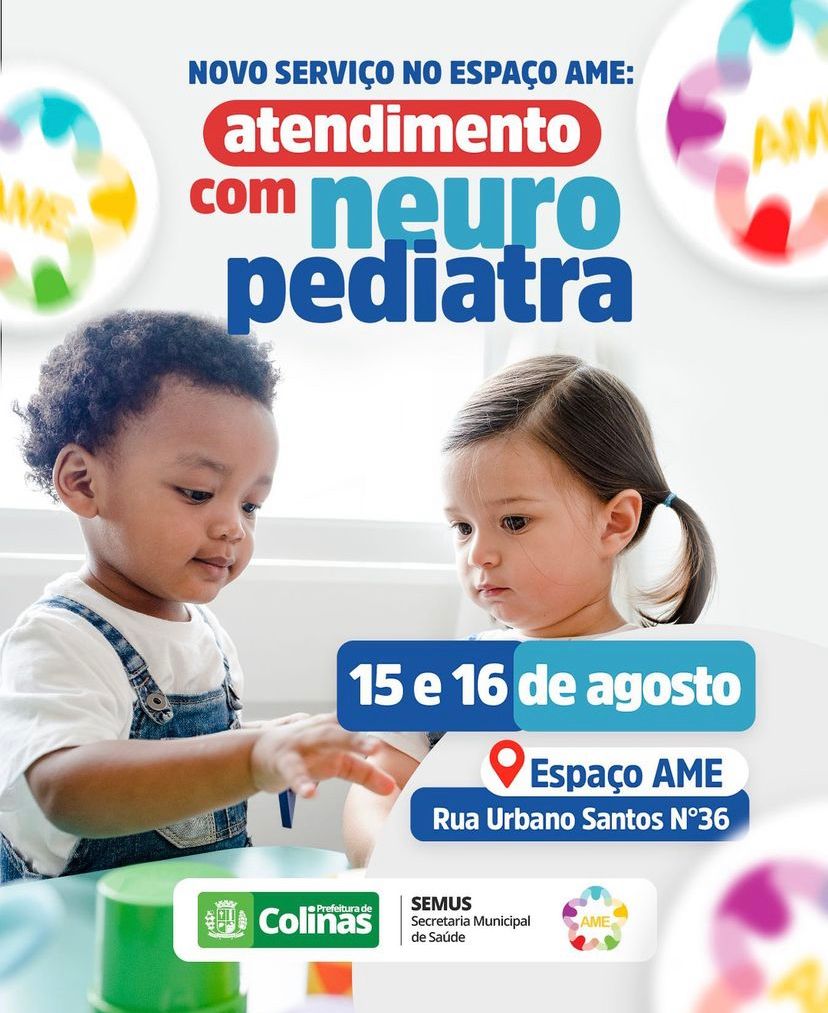 Espaço AME ofertará atendimento com médico neuropediatra nos dias 15 e 16 de agosto 