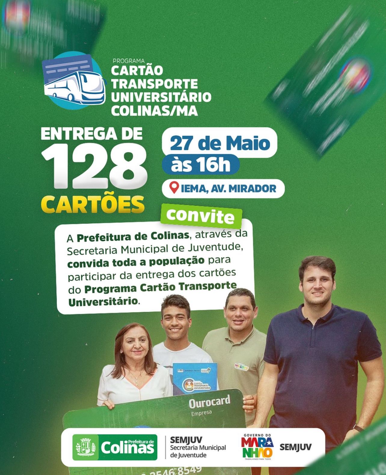 Governo do Maranhão e Prefeitura de Colinas farão a entrega do Cartão Transporte Universitário no próximo dia 27